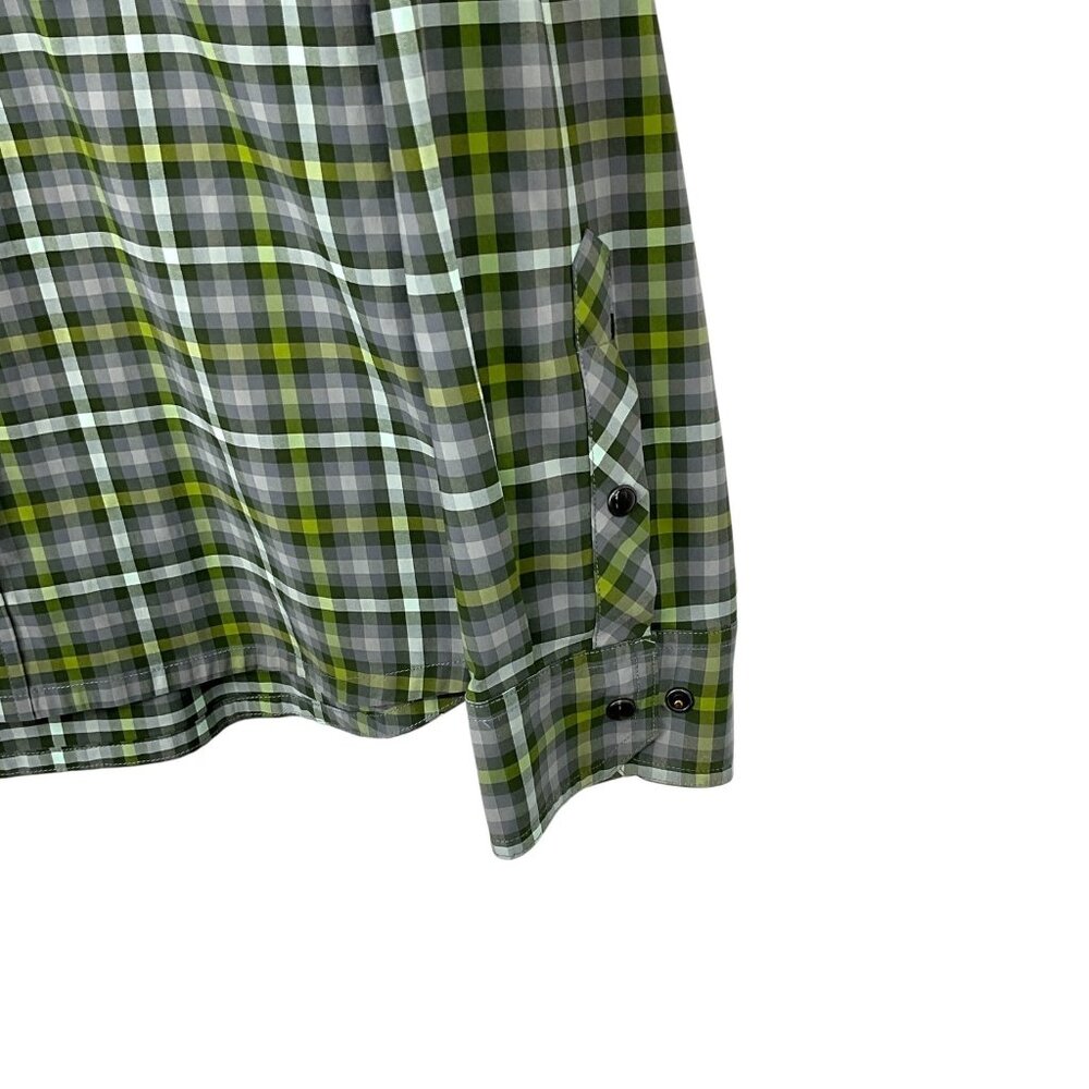 Stio Eddy Tech Shirt Mens Medium Green Plaid Long Sleeve Pearl Snap UPF 50+ - Picture 4 of 13